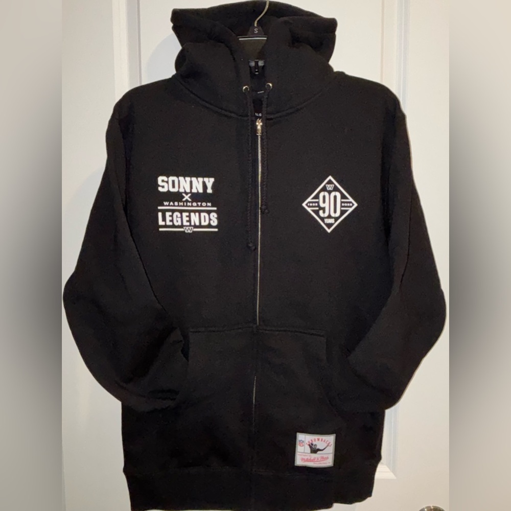 Sonny Jurgensen Mitchell & Ness Black Full-Zip Hoodie NWT Men’s Small